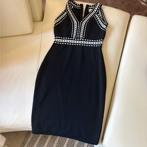 Milly dark blue Midi Sheath Dress with White Trim